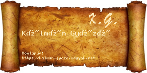 Kálmán Győző névjegykártya